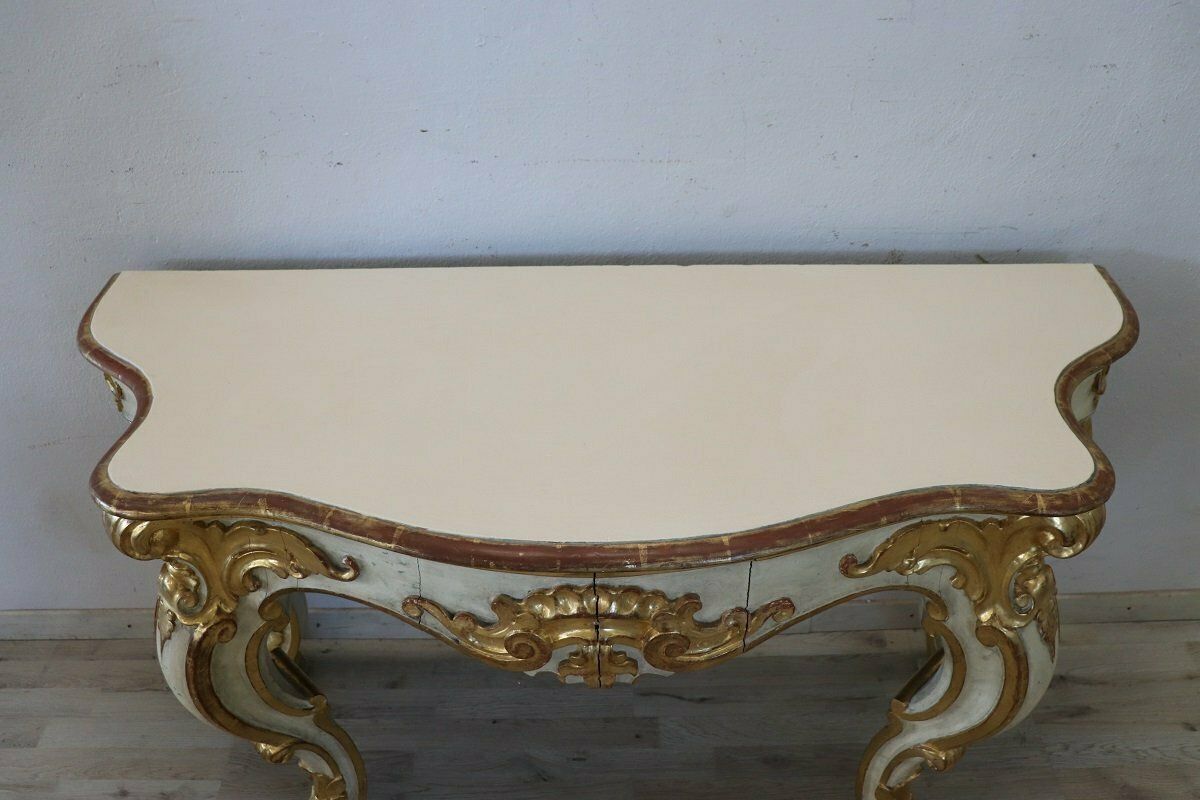 20th Century Carved And Gilded Wood Console Table, 1980s photo for sale
