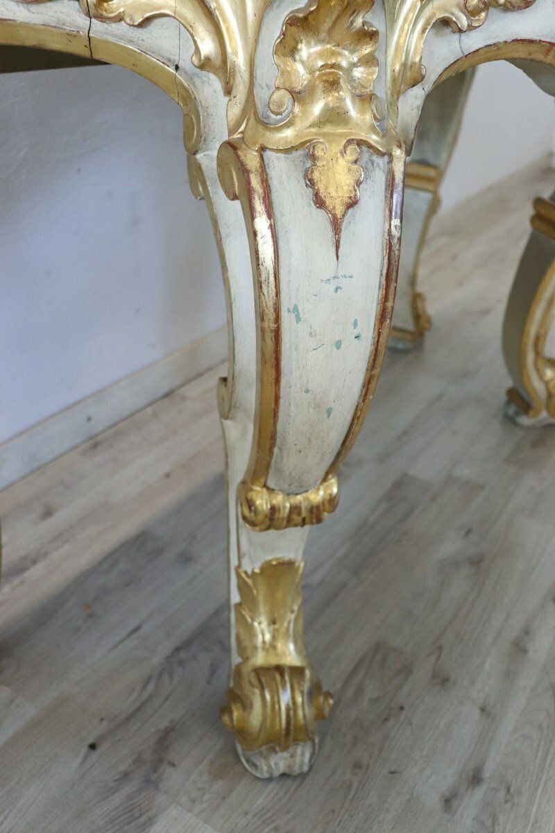 20th Century Carved And Gilded Wood Console Table, 1980s photo vinterior
