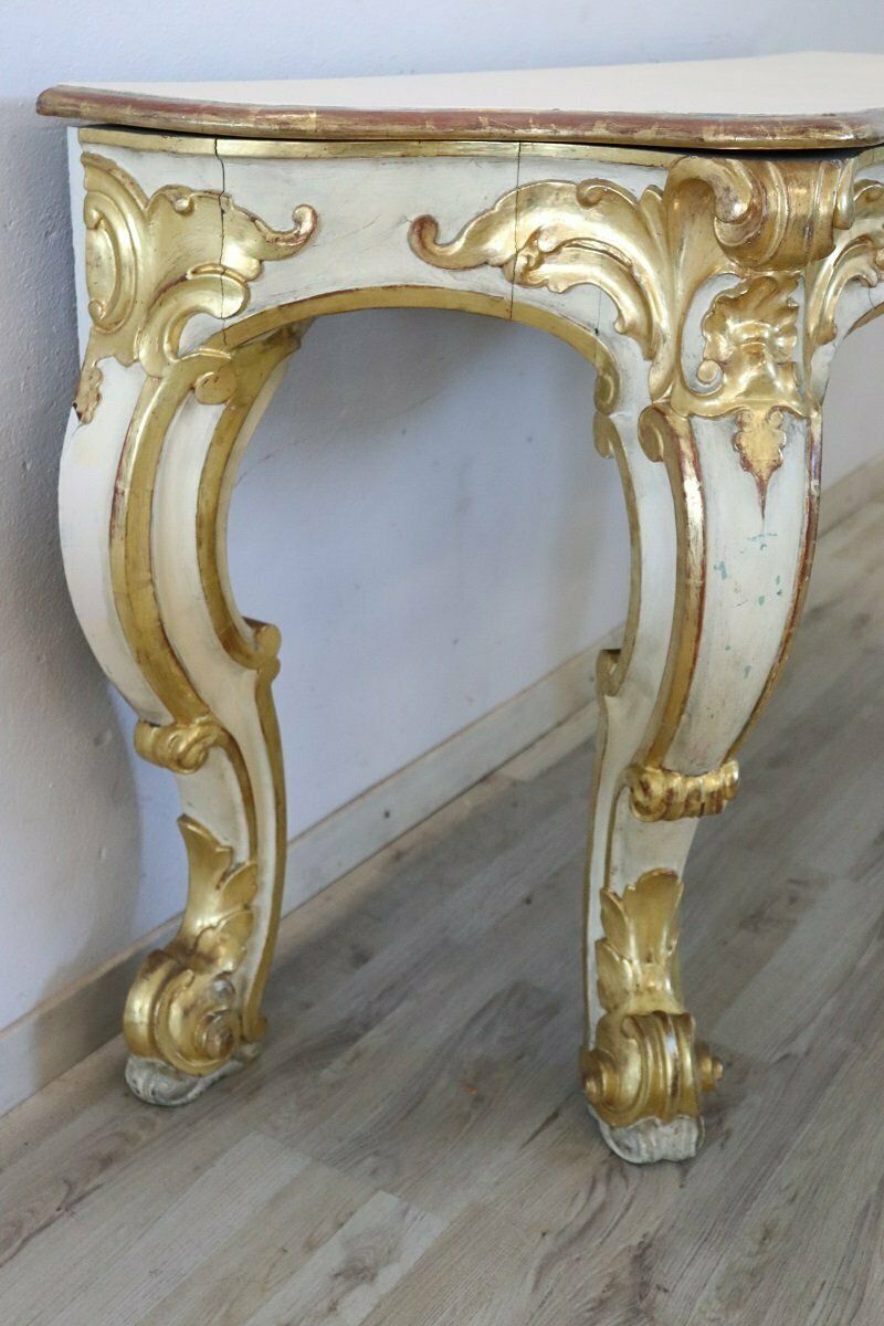 20th Century Carved And Gilded Wood Console Table, 1980s photo buy
