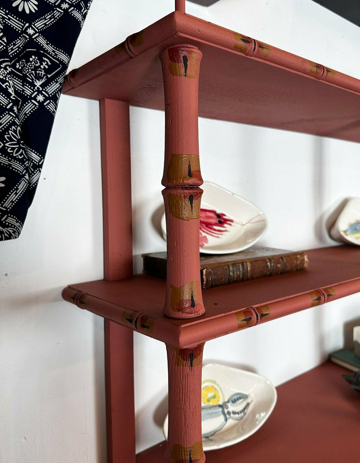 "Made By Muirshin" Faux Bamboo Overpainted Shelving Unit Variety Of Sizes And Styles Available photo 475.0