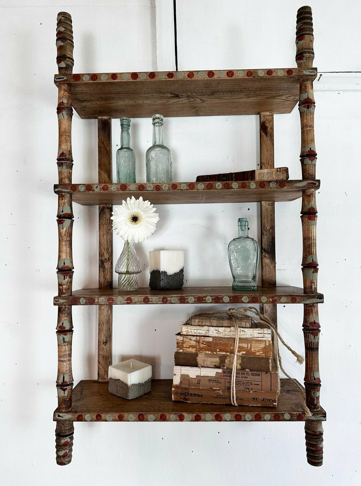 "Made By Muirshin" Faux Bamboo Overpainted Shelving Unit Variety Of Sizes And Styles Available photo vinterior