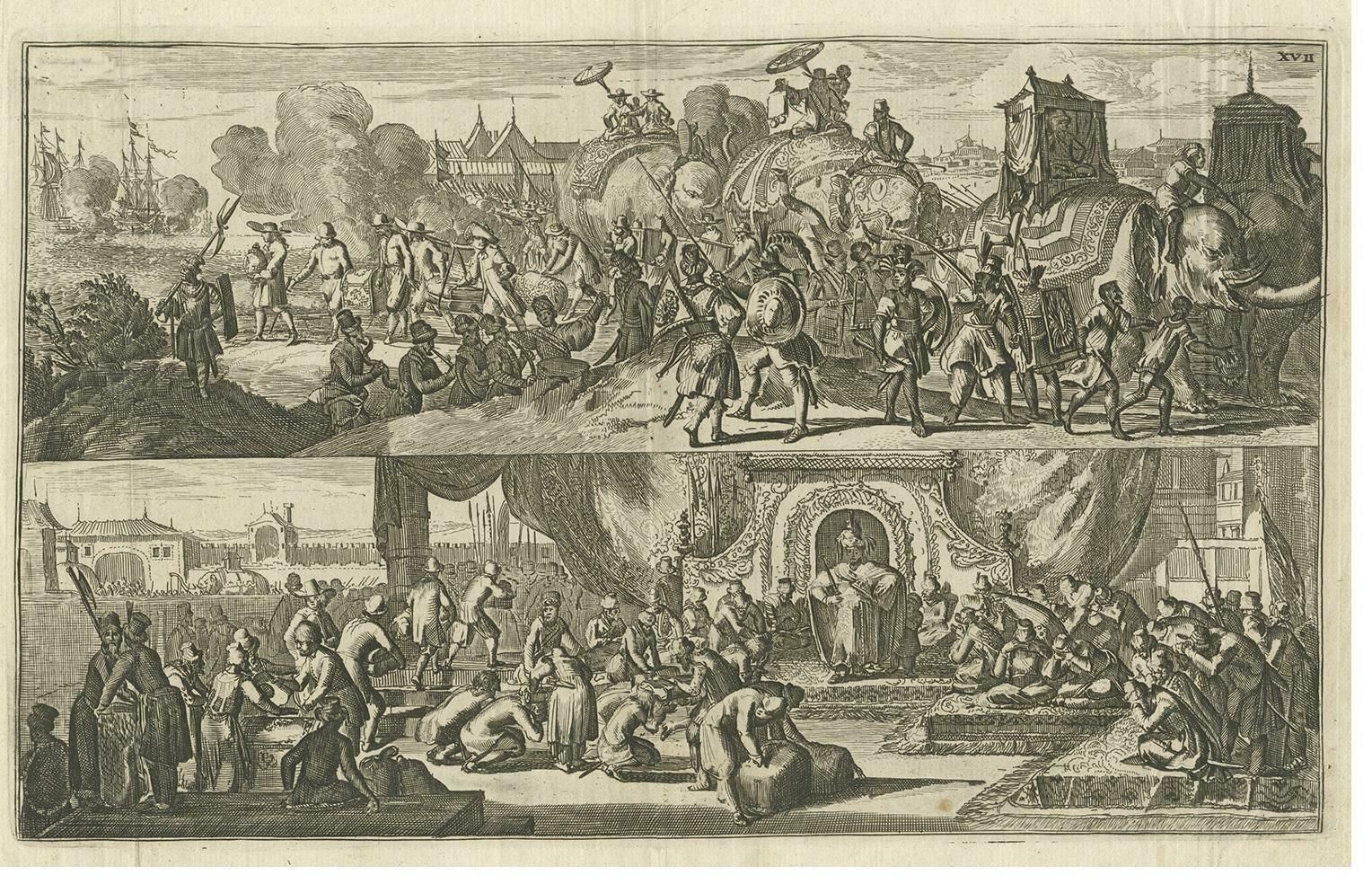 Antique Print Of The Dutch Visiting Arakan In Southeast Asia, 1775 photo furniture