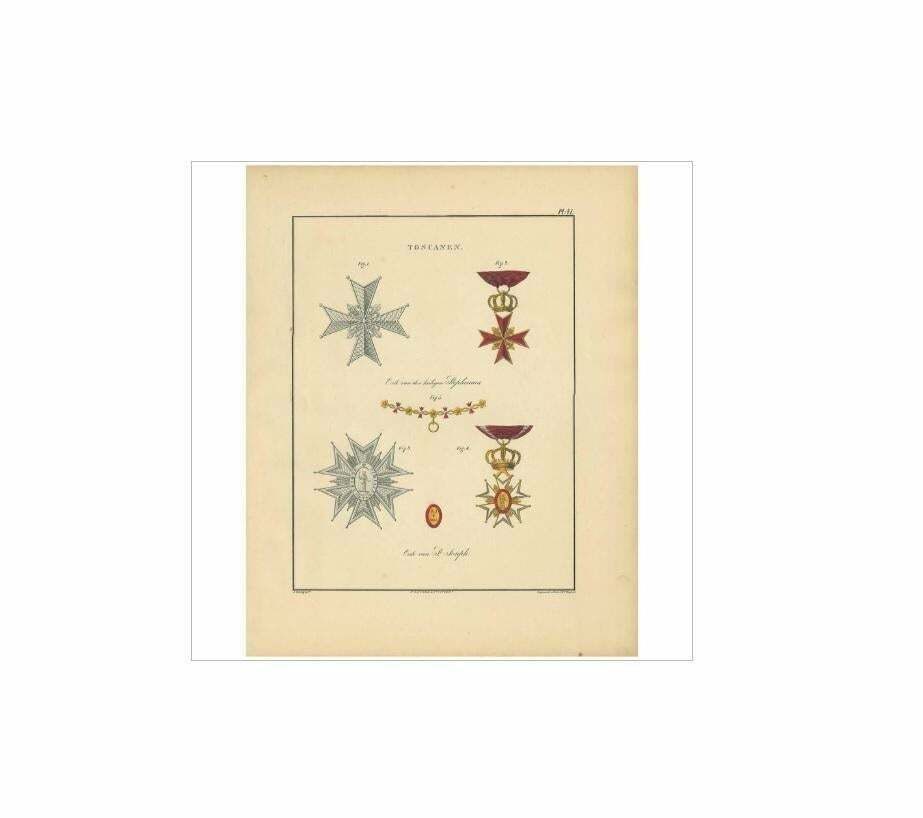 Antique Print Of Various Medals Of Tuscany In Italy, 1843 photo Art