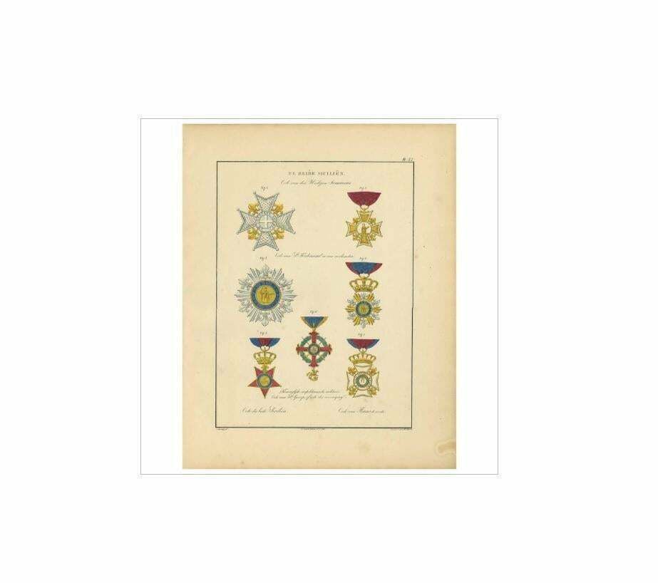 Antique Print Of Various Medals Of Sicily By G.L. De Rochemont, 1843 photo Art