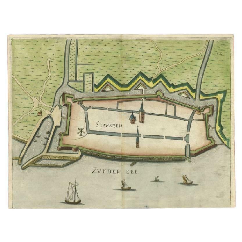 Antique Map Of Stavoren By Priorato, 1673