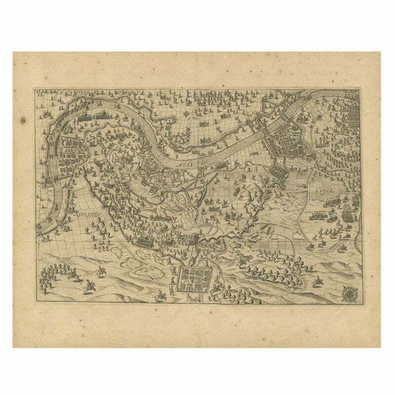 Antique Map Of The Region Of Grave By Orlers, 1615