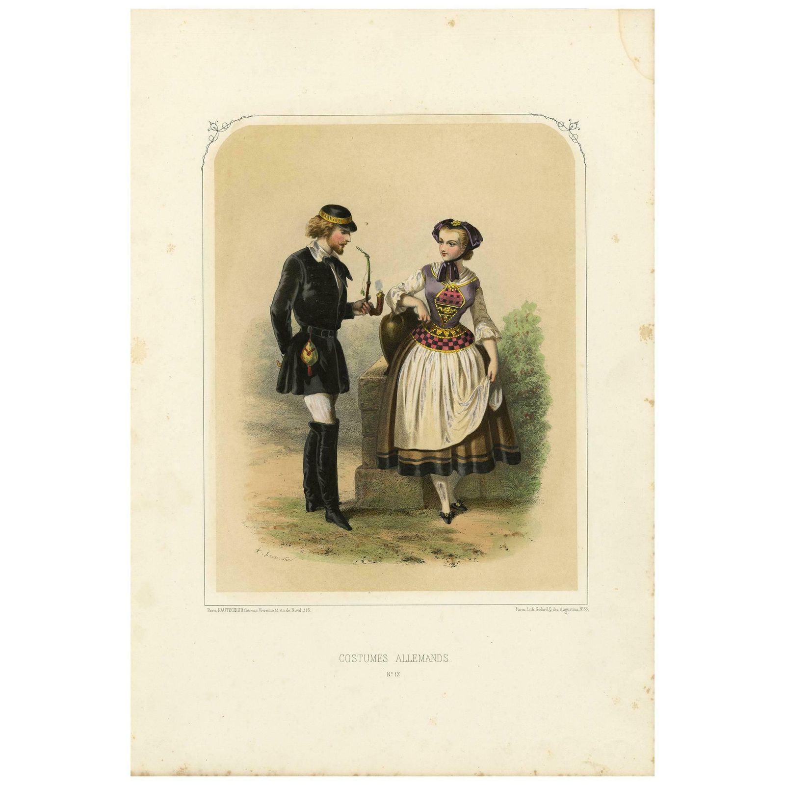 Antique Costume Print Of Germany By A. Lacouchie, Circa 1850