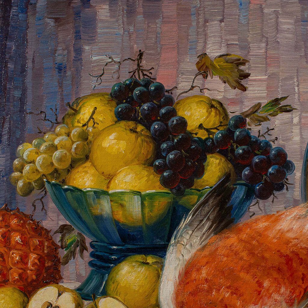 Large Vintage Still Life Painting, German, Framed Art, Oil On Canvas, Stilleben photo 1295.0
