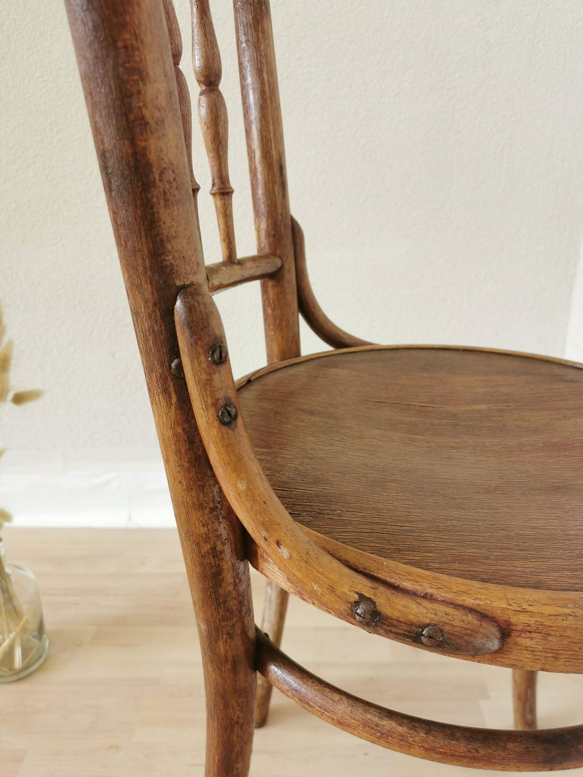 Vintage Wooden Dining Chair In Thonet Style With Carved Details Adn Bentwood / Antique Very Rare Dine Chair 1960s / Original Patina photo buy