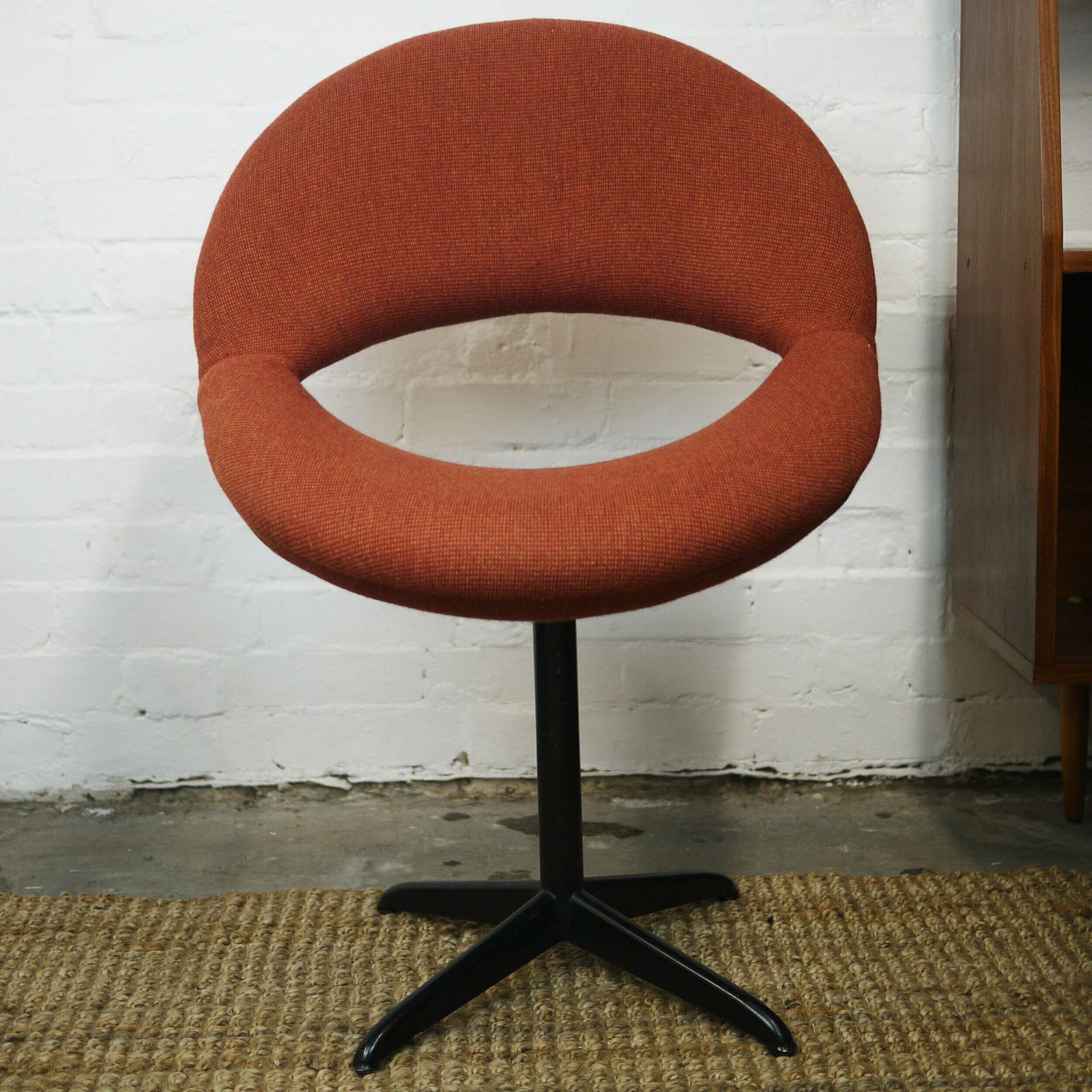 Pair Of Dark Orange Bucket Chairs In Handwoven Fabric, 1960s, Set Of 2 photo buy