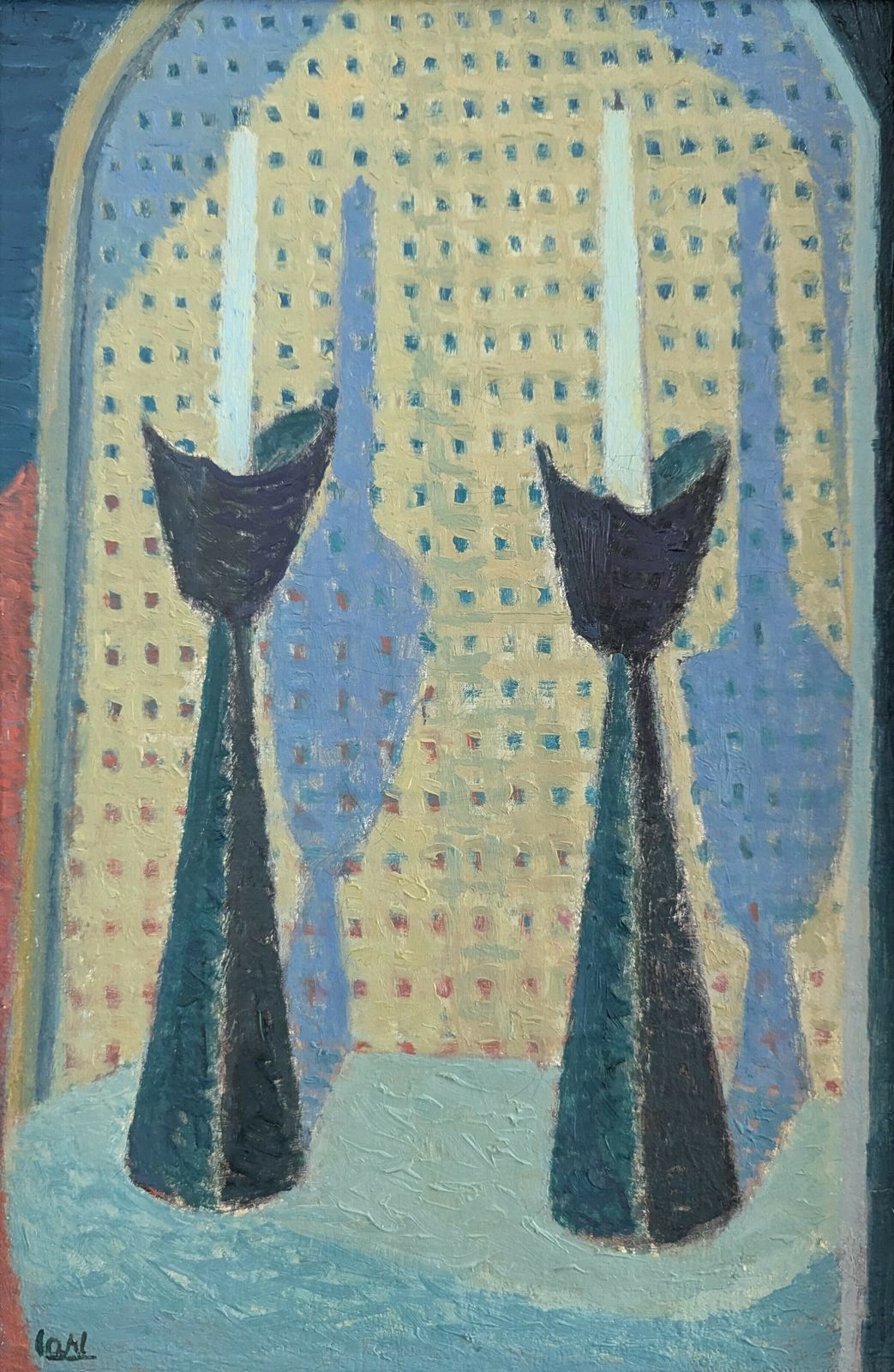 photo furniture Candlesticks, Mid 20th Century  Oil Painting