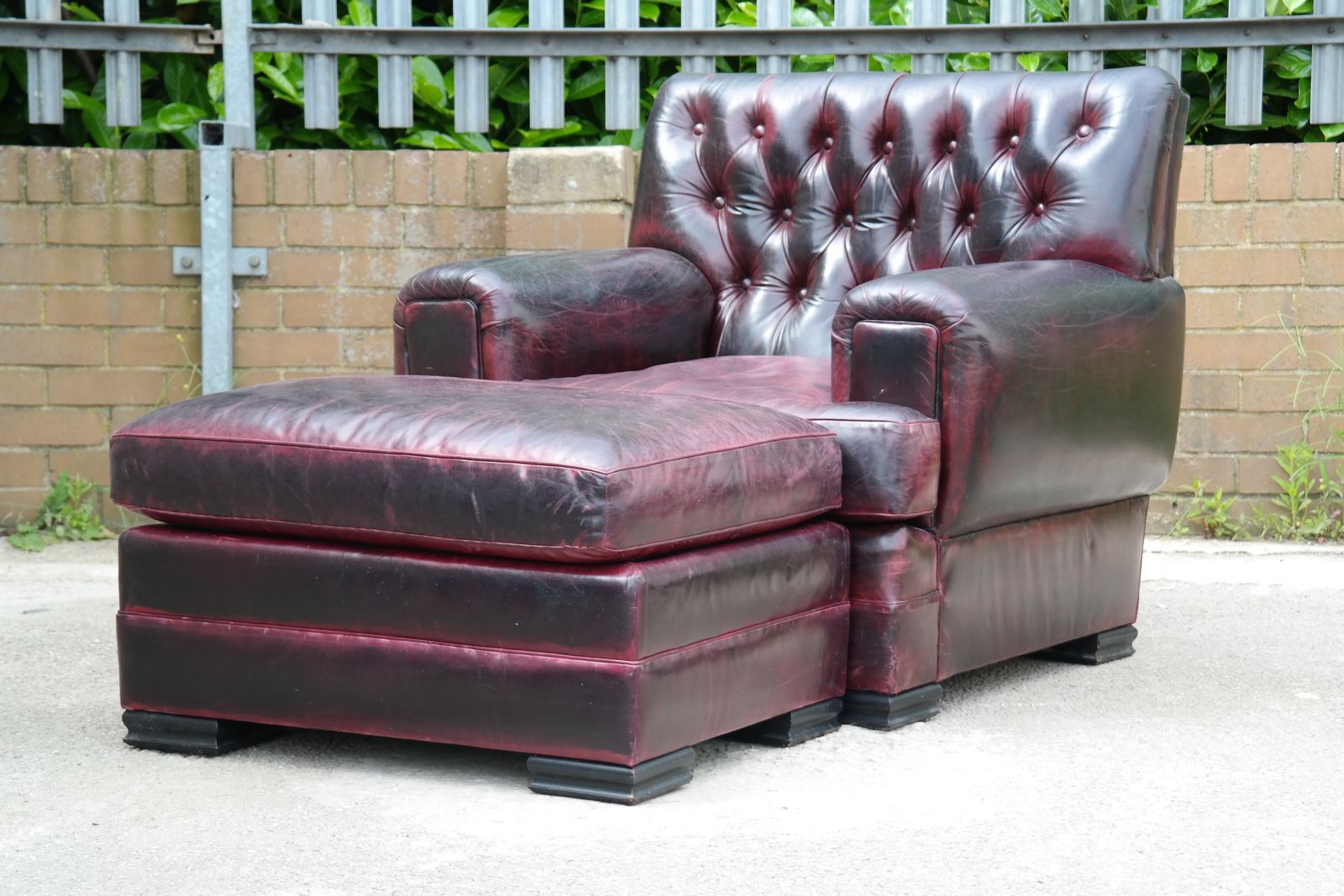 Stunning Rare Ralph Lauren Errol Armchair Footstool Leather Burgundy photo Furniture