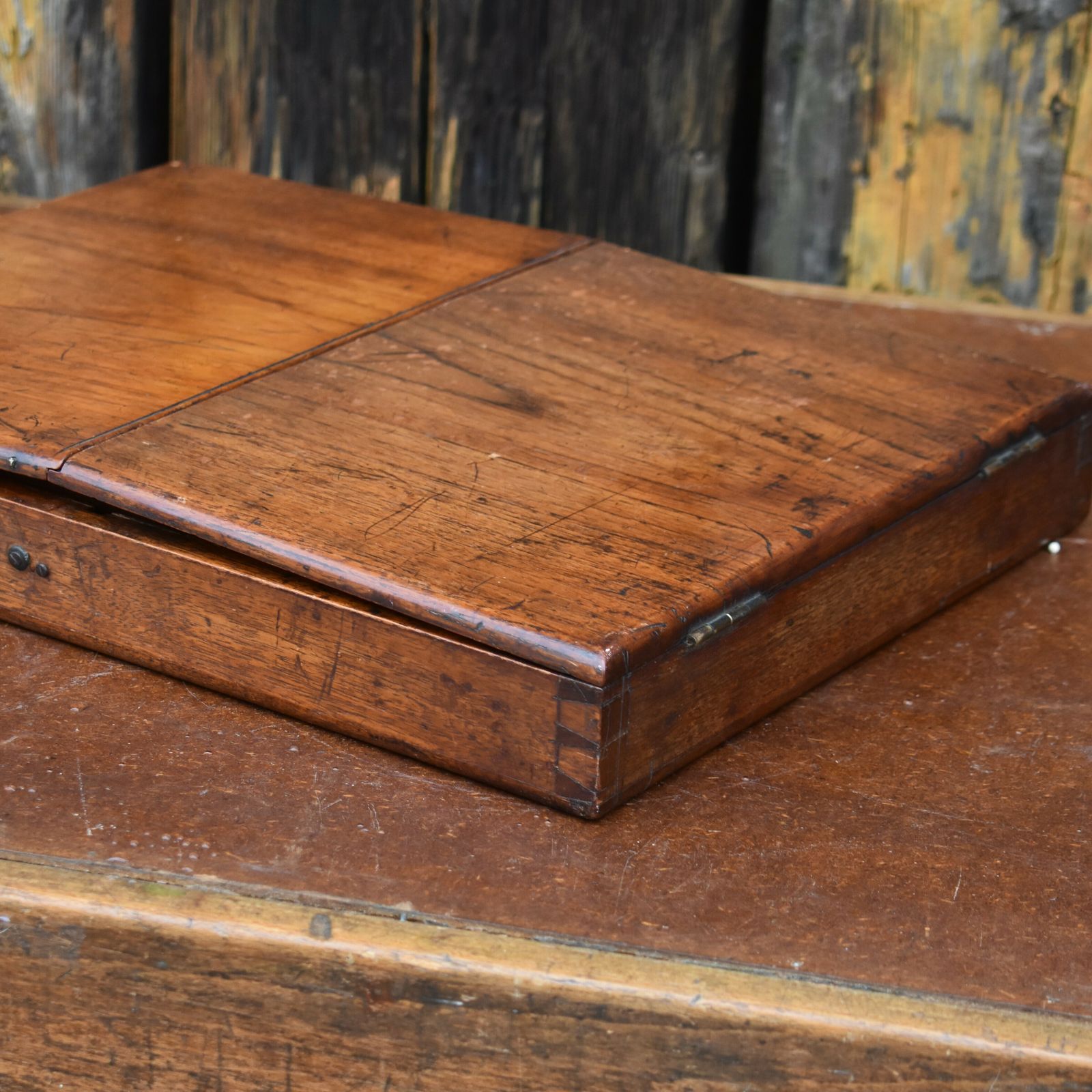 Antique 19th Century Officer's Military Campaign Field Folding Travelling Mirror photo vintage
