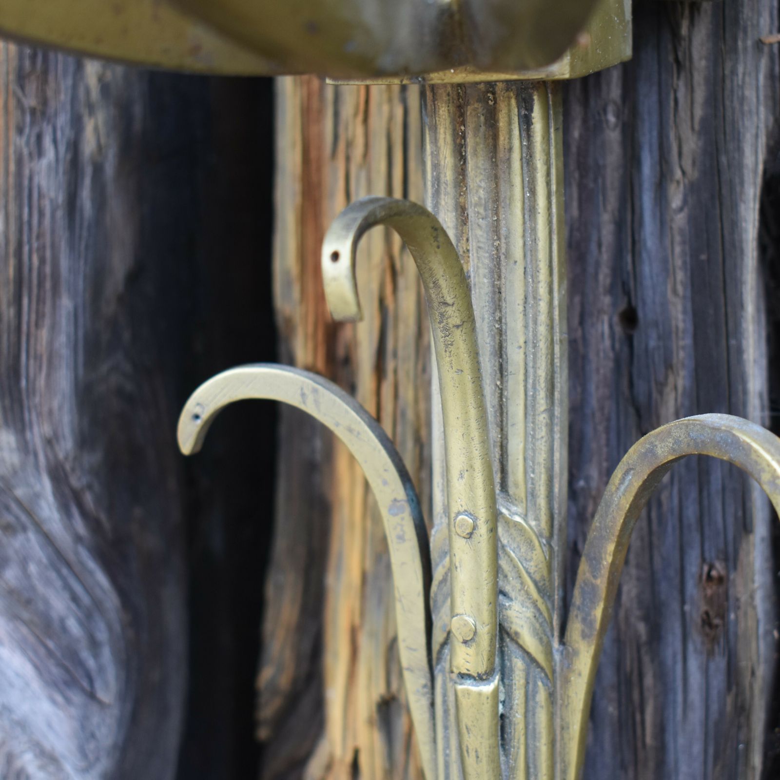 Antique Art Deco Gilt Brass Candelabra Candle Sconce Wall Light Fitting photo vinterior