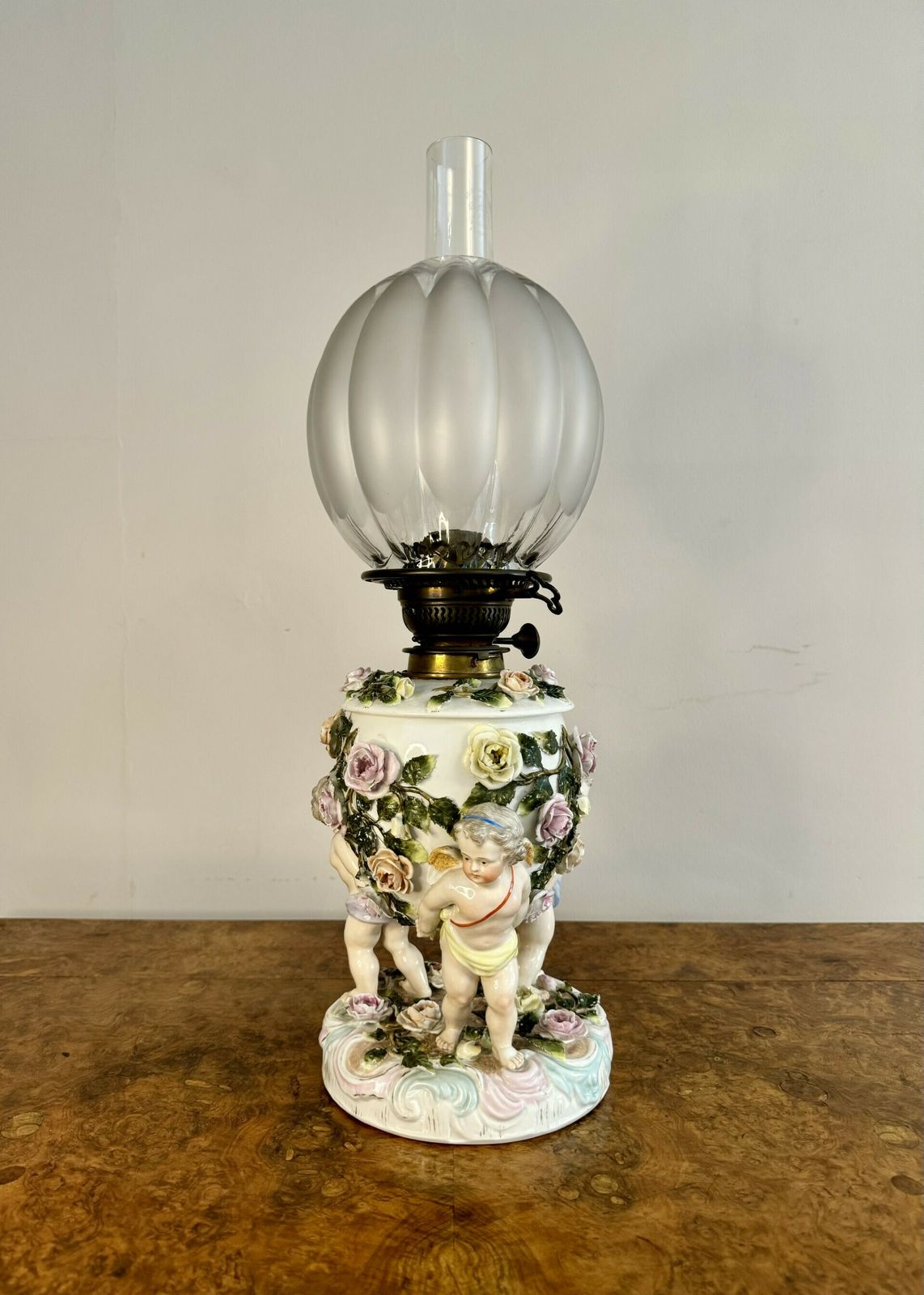 Outstanding Quality Antique Sitzendorf Porcelain Oil Lamp photo 1295.0