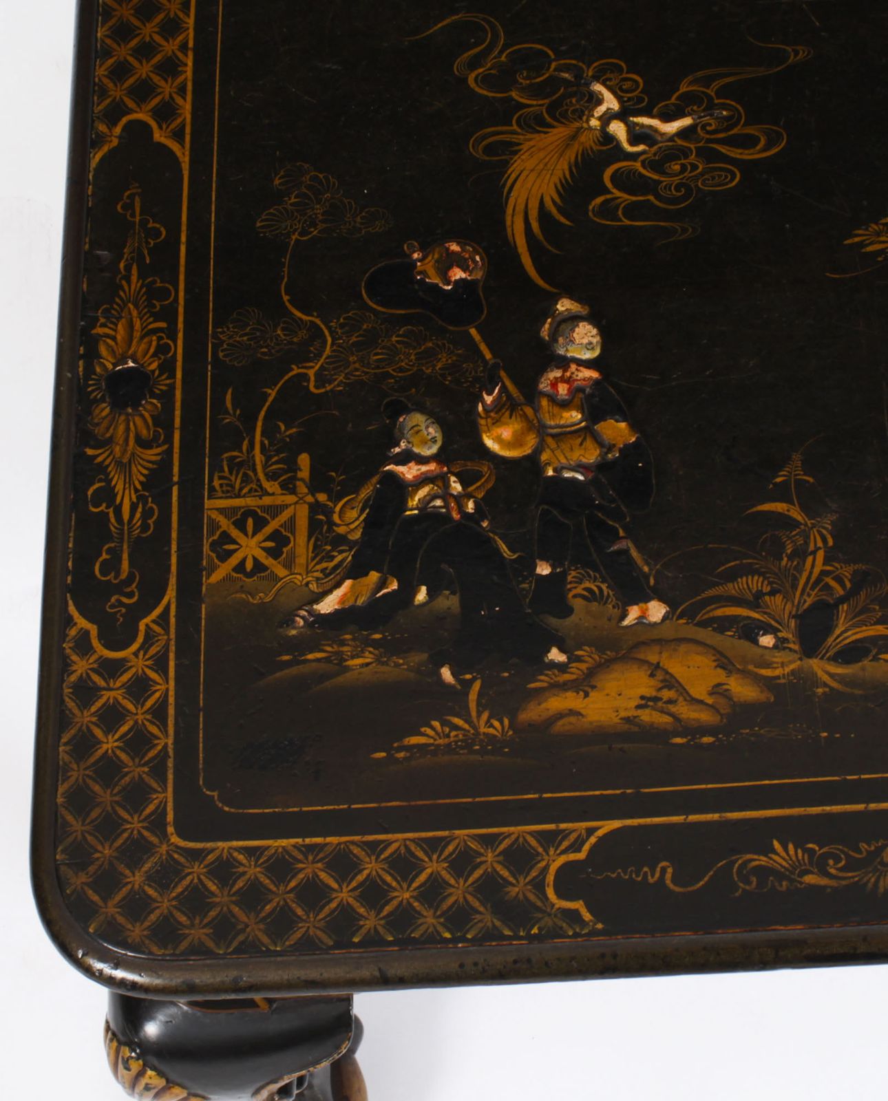 Vintage Black Lacquered Chinoiserie Coffee Table Mid 20th Century photo 1250.0