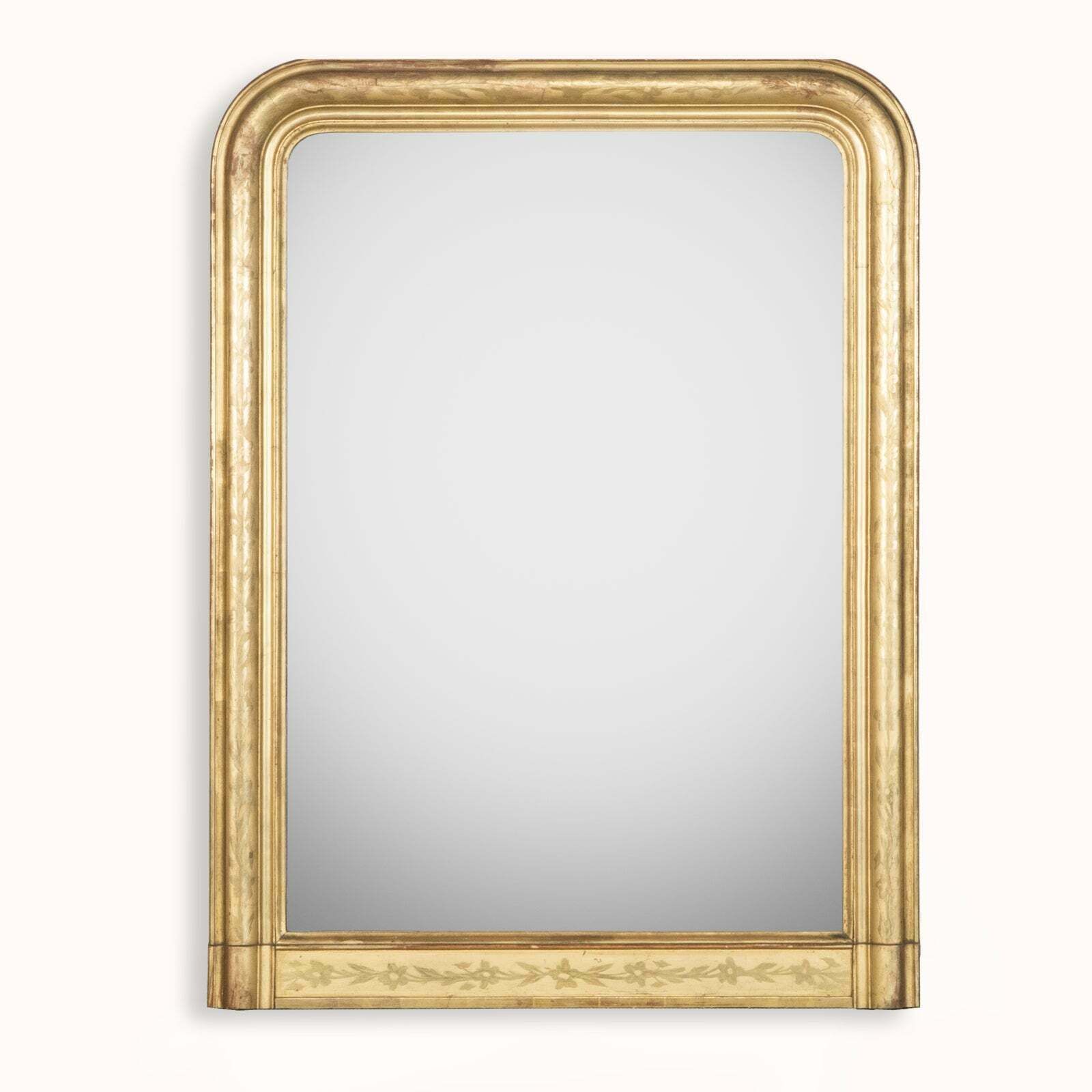 19th Century Antique French Louis Philippe Mirror With Flower Etchings