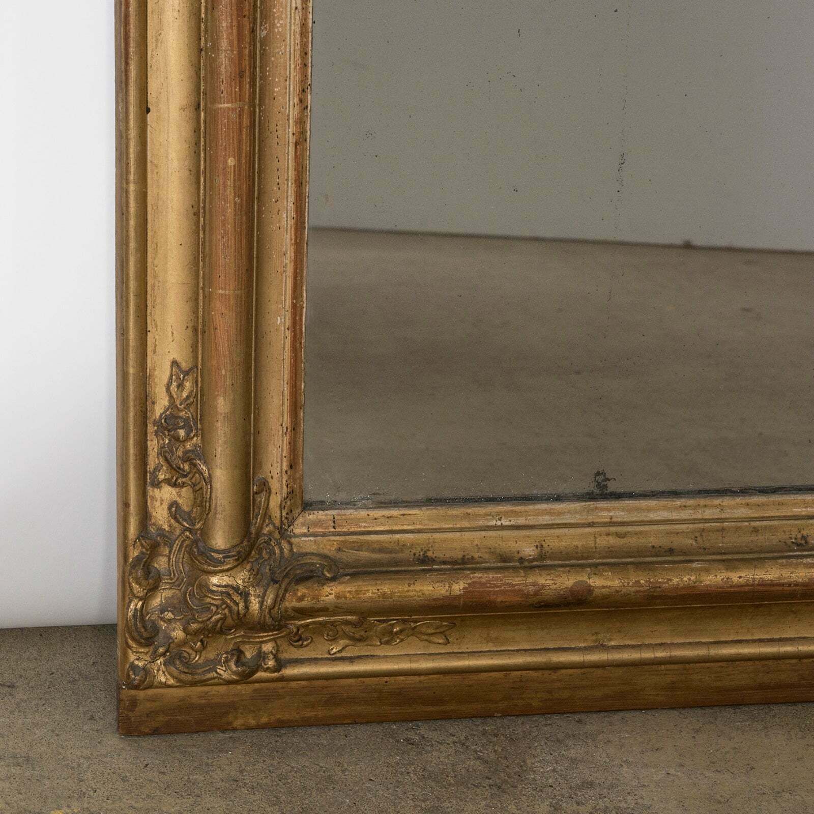 19th Century Antique French Louis Philippe Mirror With Small Crest photo vinterior