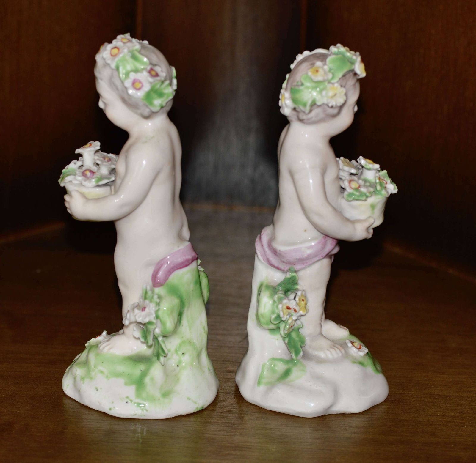 Circa 1780's Pair Of Derby Porcelain Putti Cherub Figurines photo Home Decor