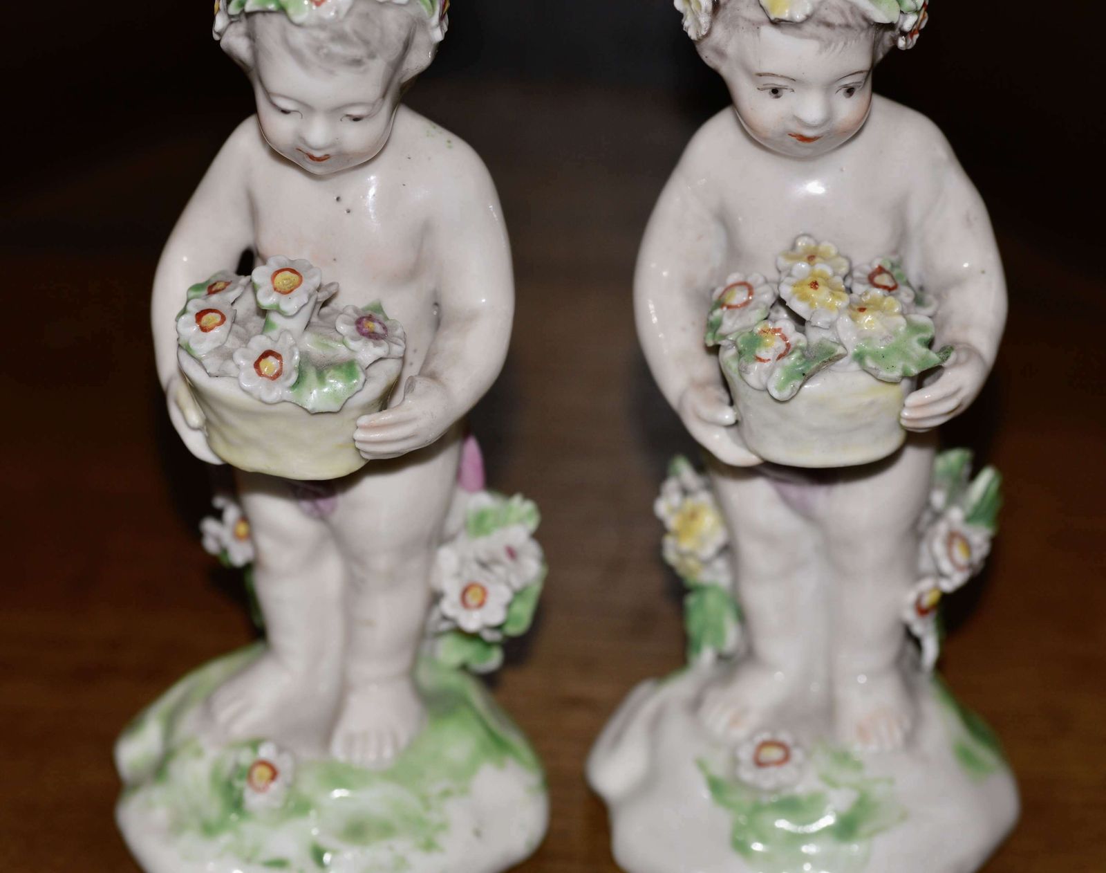 Circa 1780's Pair Of Derby Porcelain Putti Cherub Figurines photo vinterior