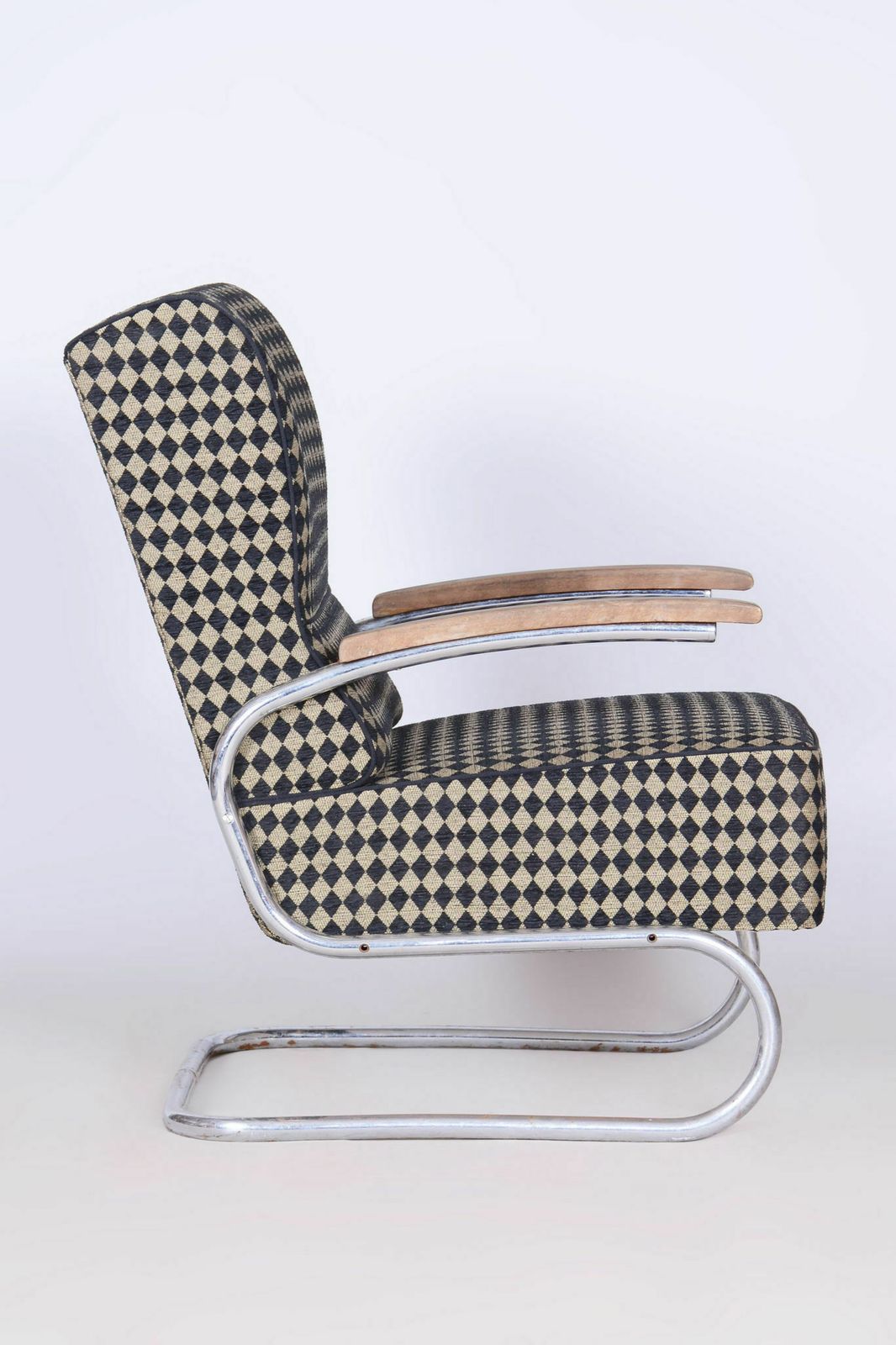 photo for sale Set Of Two Restored Bauhaus Armchairs, By Vichr A Spol., Chrome, Czech, 1930s
