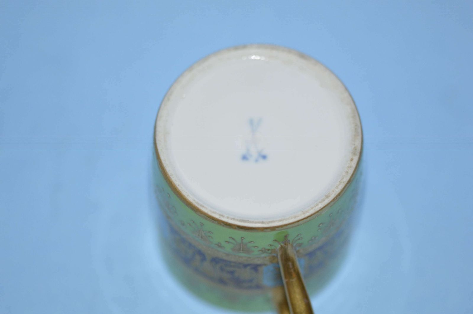 photo for sale A 19th Century Meissen Green And Gilded Cup And Saucer,