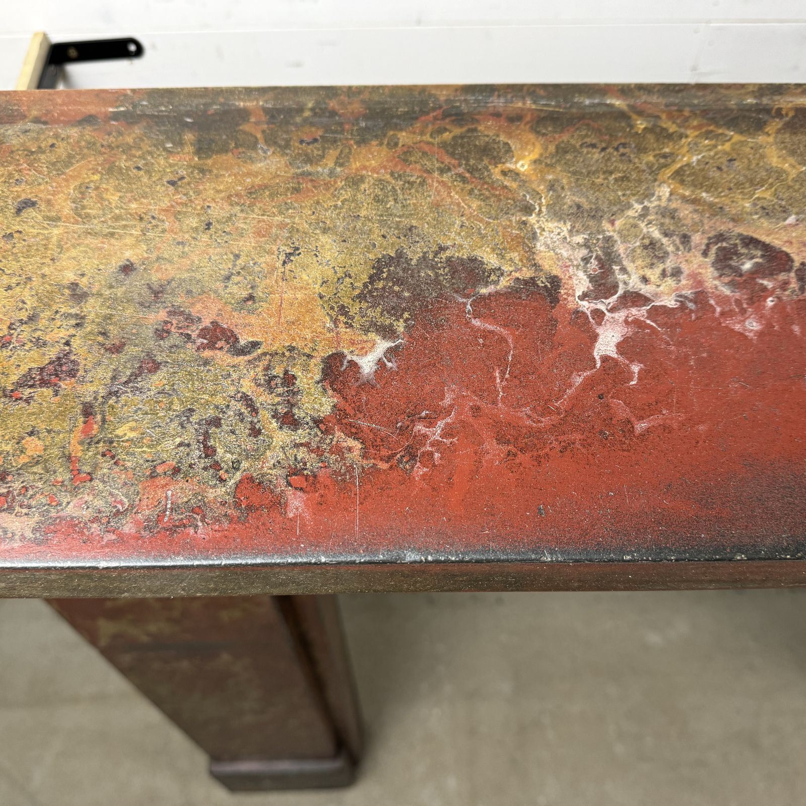 photo furniture Simple Edwardian Slate Fire Surround With Red Marbleised Finish