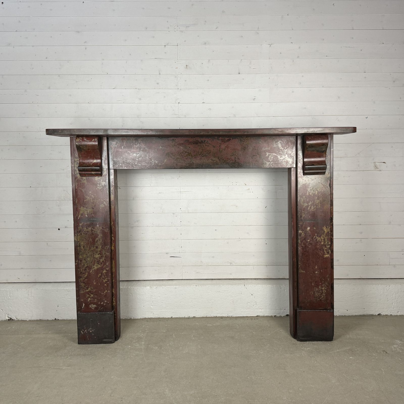 Home Fixtures Simple Edwardian Slate Fire Surround With Red Marbleised Finish photo