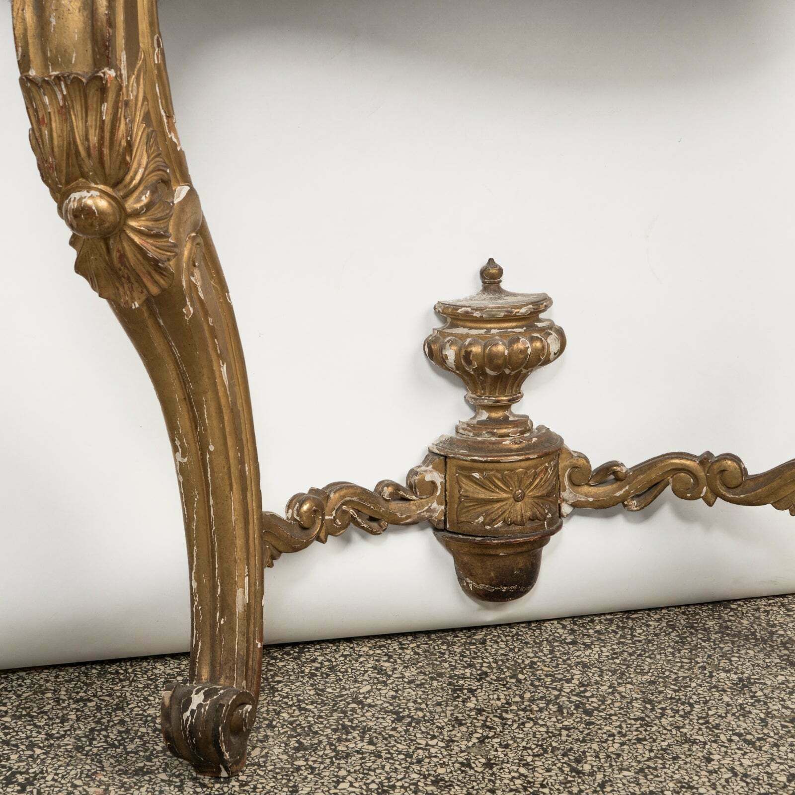 Antique French Louis XV Style Giltwood Console With Marble Top, 1800s photo vintage