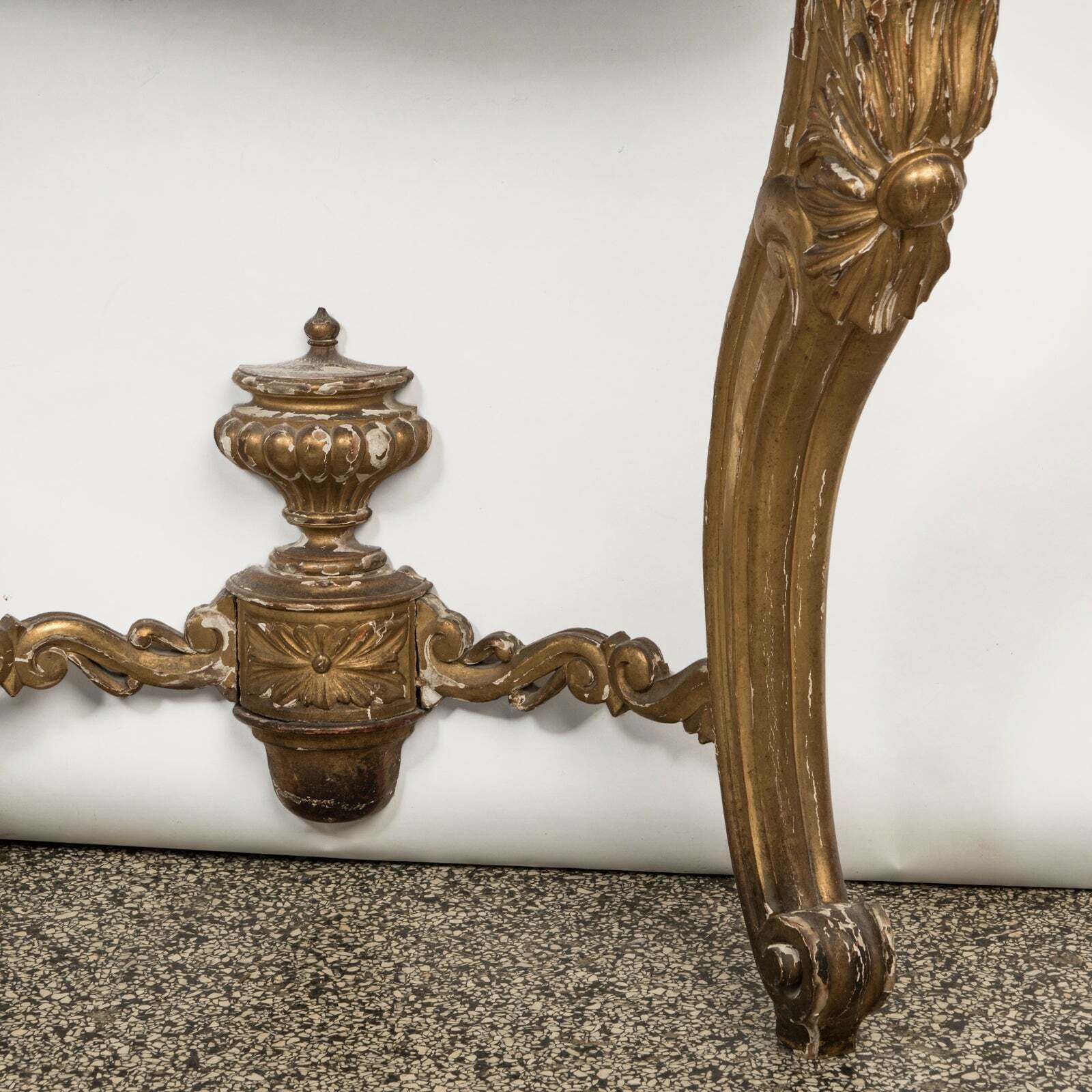 photo furniture Antique French Louis XV Style Giltwood Console With Marble Top, 1800s