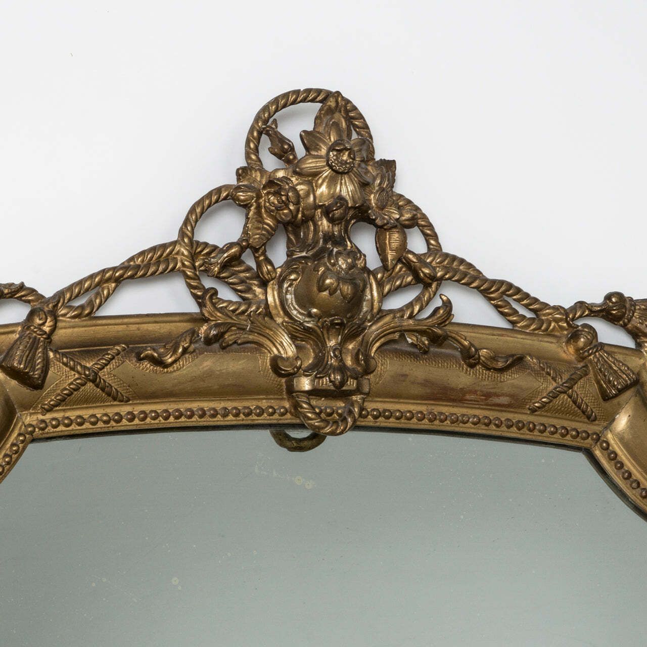 Antique French Neo Classical Style Giltwood Rope And Tassel Motif Mirror photo for sale