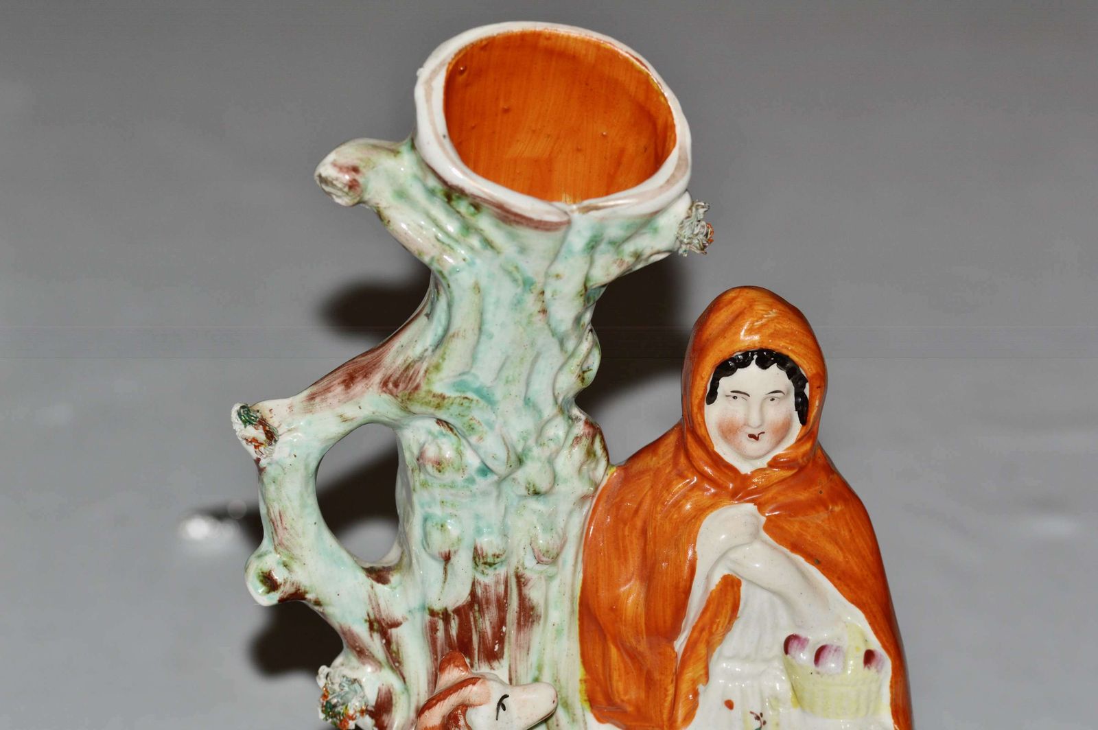 A Large Victorian Staffordshire Spill Vase   Little Red Riding Hood photo for sale
