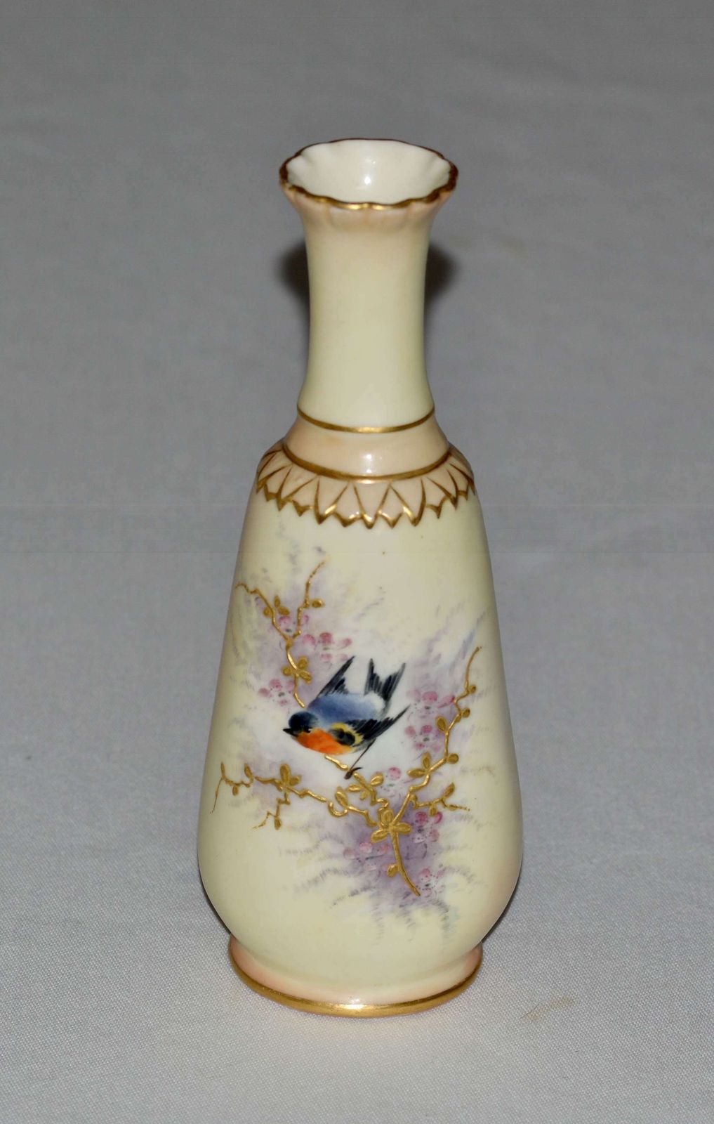1898 1902 Locke & Co Vase, Bird + Floral Painted Decoration