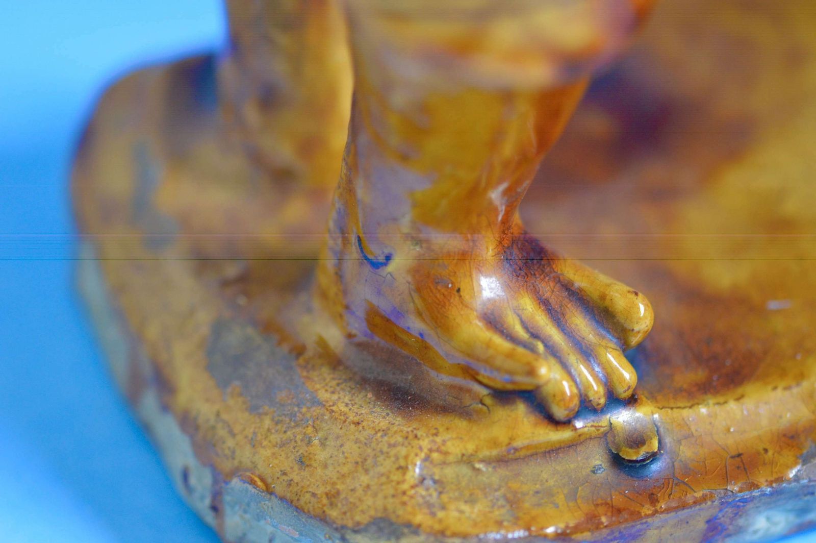 19th Century Continental Majolica Figure Of Two Buddhistic Males photo vinterior