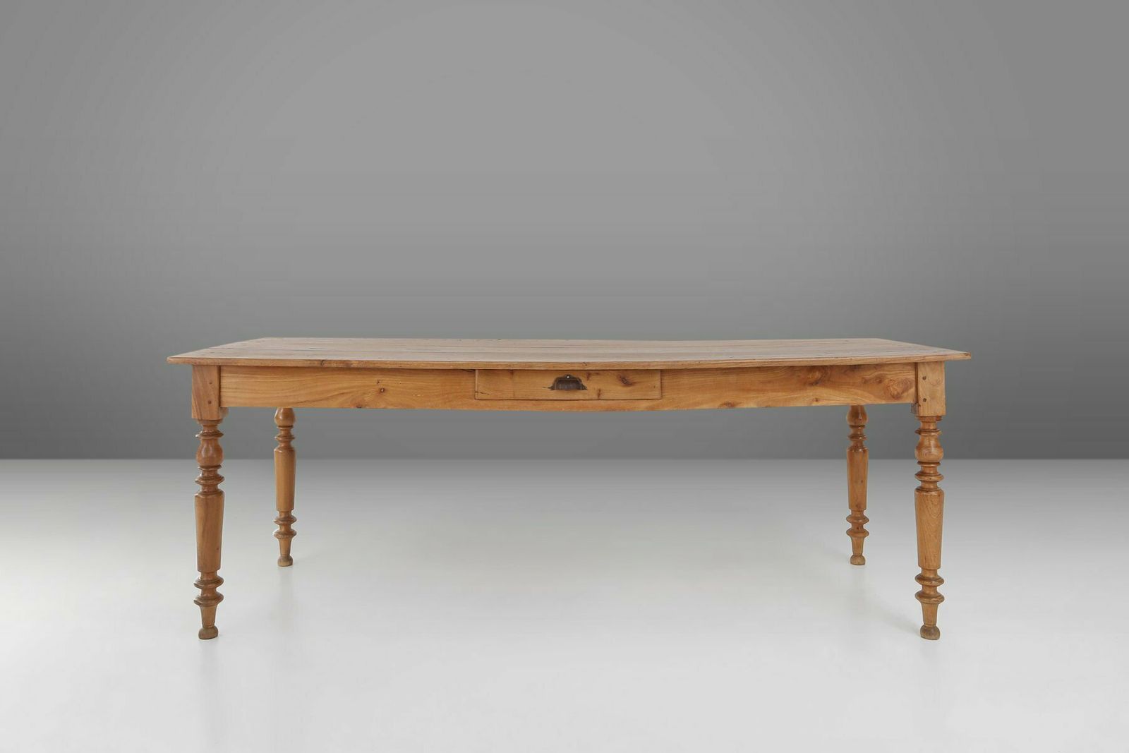 French Wabi Sabi Style Dining Table In Elm With Drawer, 1850s photo for sale