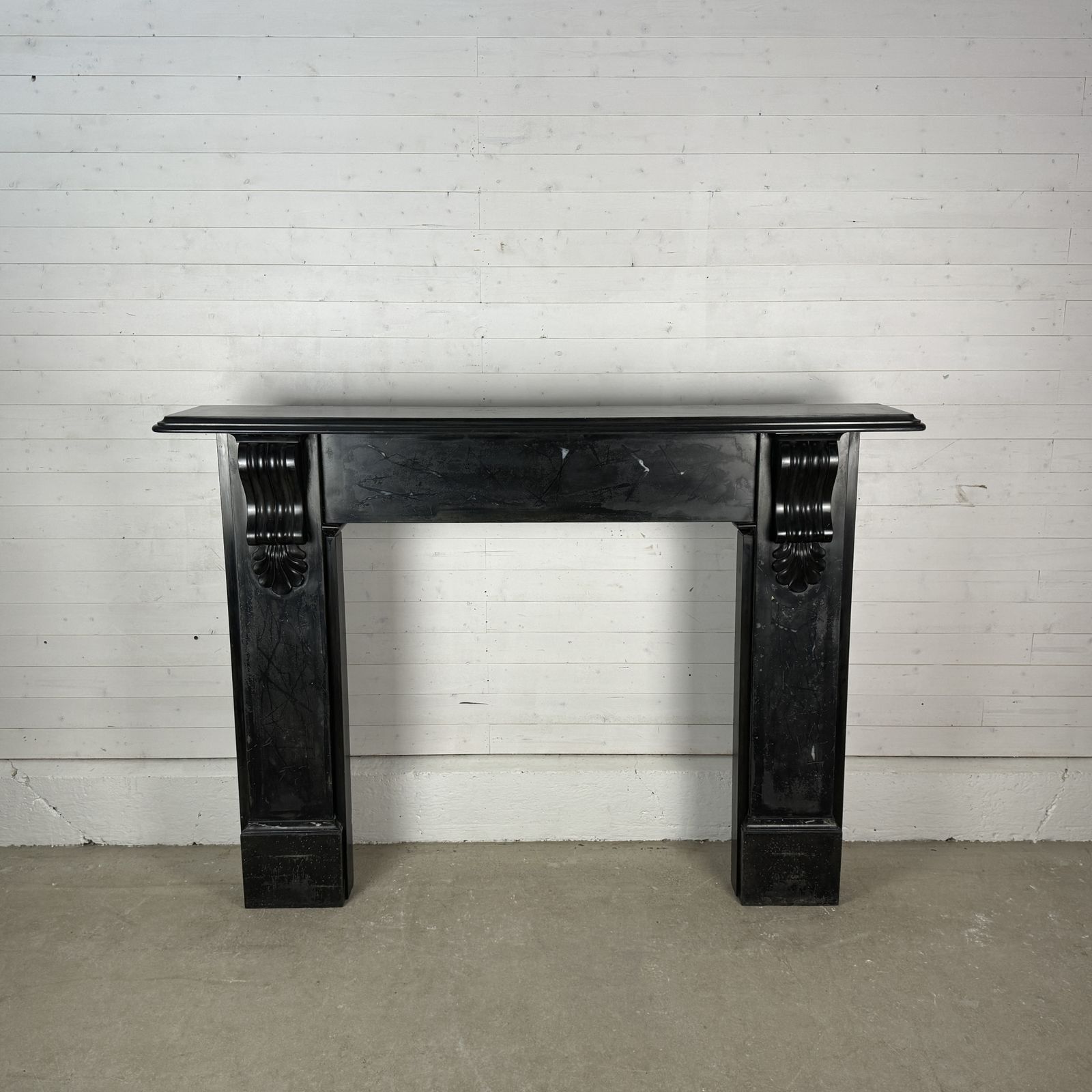 Victorian Slate Fire Surround With Worn Marbleised Finish