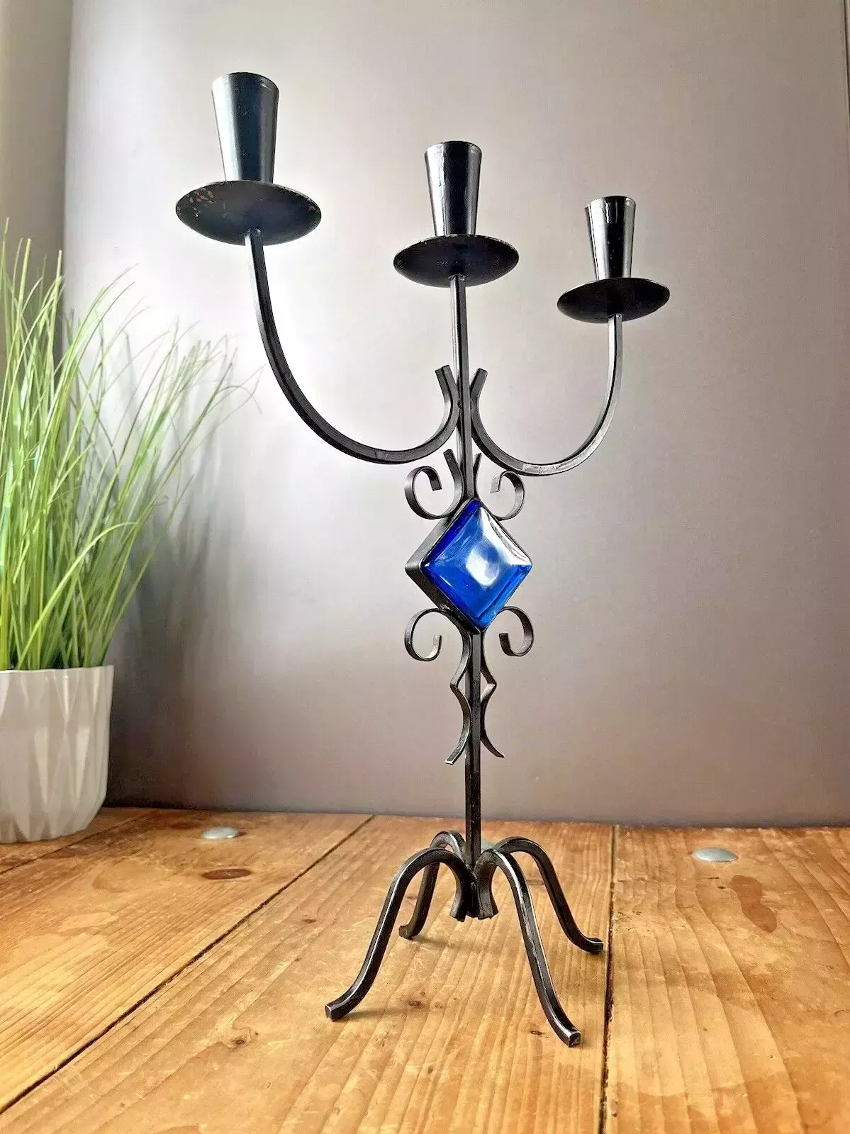 photo furniture Mid Century 60's Swedish Folk 3 Candle Holder Candlestick Ystad Metall Bo Svensk