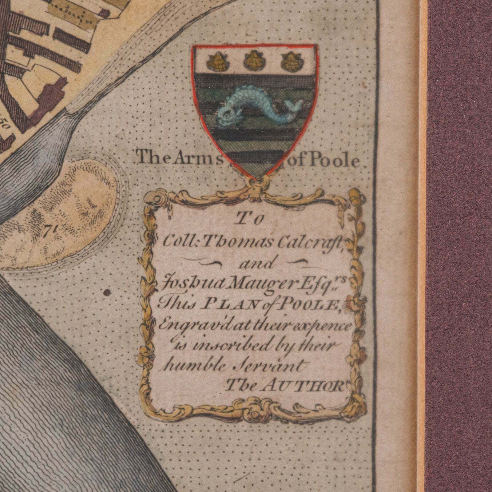 Antique Town Plan Map, Poole, English, Framed Cartography, Georgian, Circa 1780 photo buy
