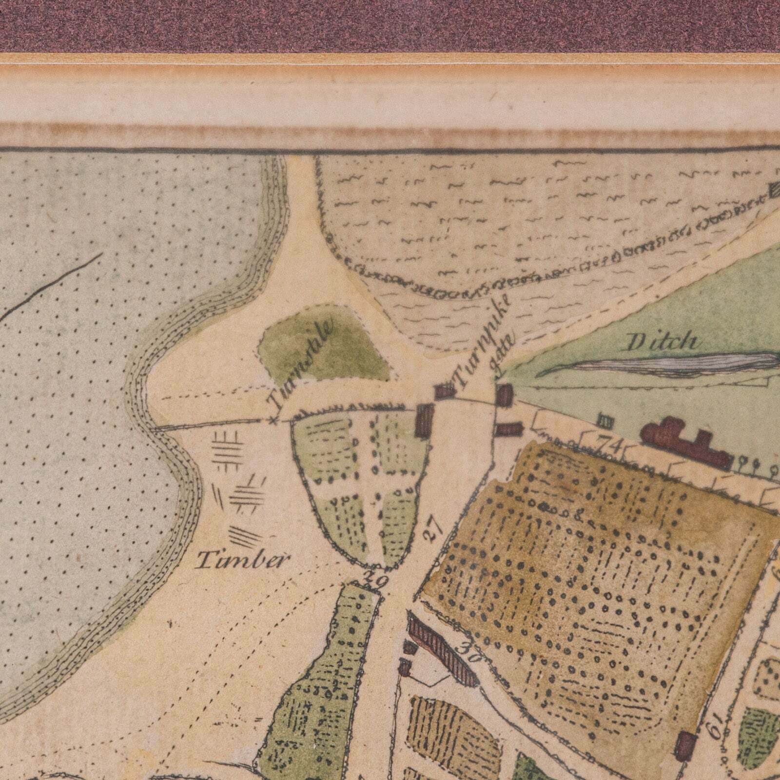 Antique Town Plan Map, Poole, English, Framed Cartography, Georgian, Circa 1780 photo vintage