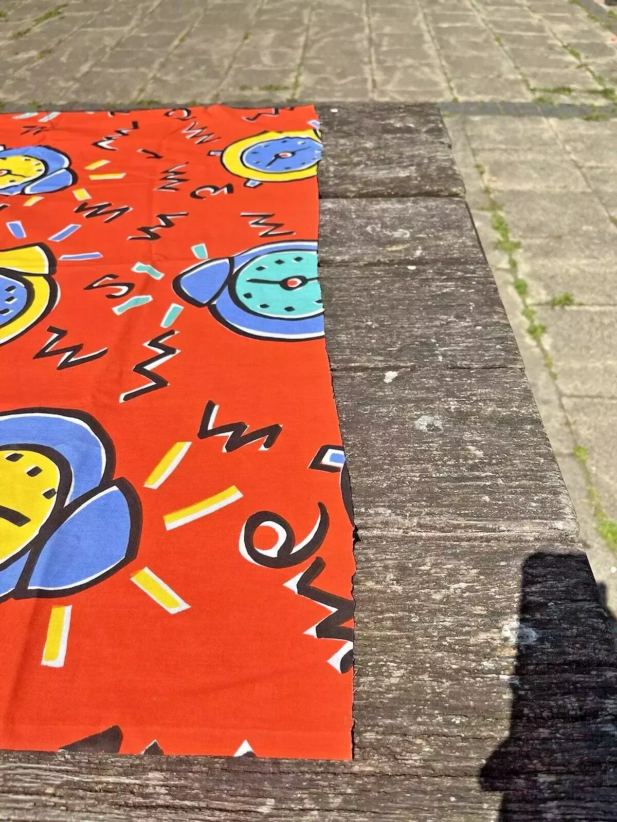 Retro 80's 90's Pop Art Alarm Clock Orange Table Cloth Covering Material Vintage photo buy