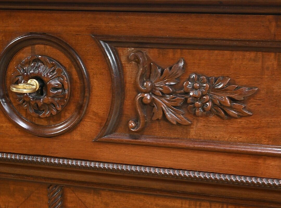 photo vintage Property Writing Desk Chest Of Drawers, In Mahogany And Lemon Wood, Restoration Style – Part 1 Of The 19th Century