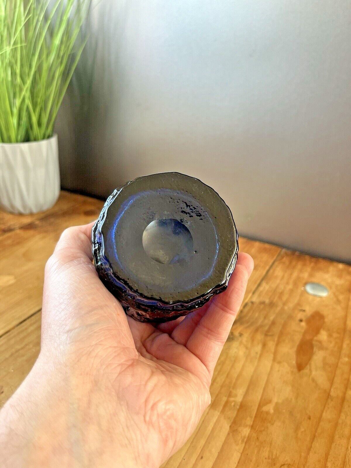 Mid Century Swedish Ruda Glasbruk Blue Textured 60's Glass Vase Scandi Retro 70s photo vinterior