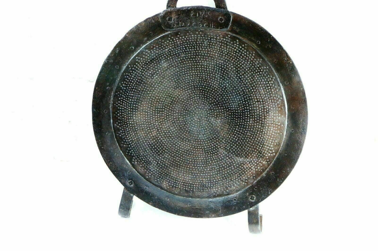 Antique Indian Ethnic Cooking Sieve Large Decorative Metal & Brass Wooden Handle photo 90.0