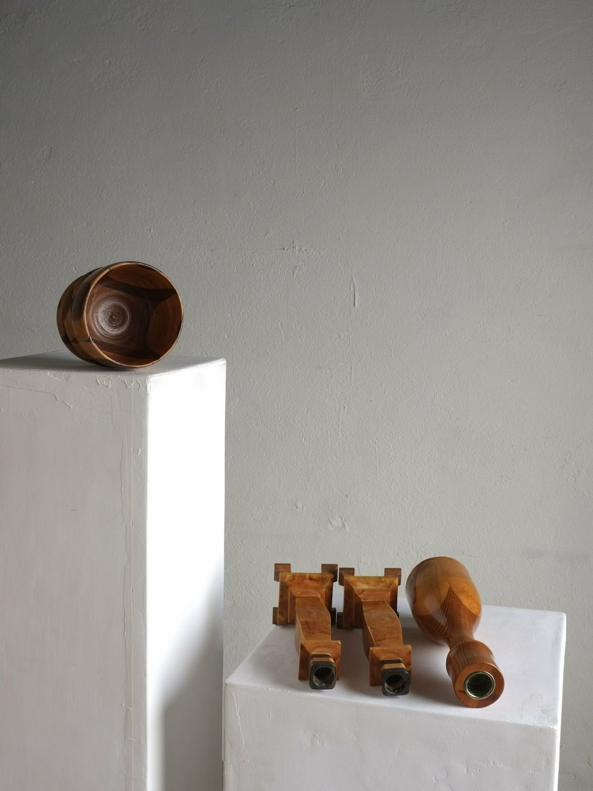 Carved Wooden Candle Holders And Bowl Set | Sweden | 1970s photo furniture