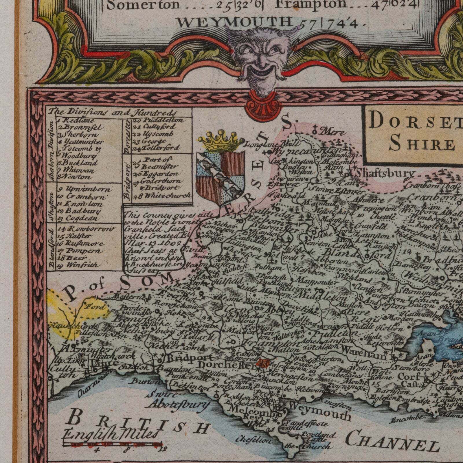 Antique Road Map, Bristol To Weymouth, English, Framed Cartography, Georgian photo 495.0