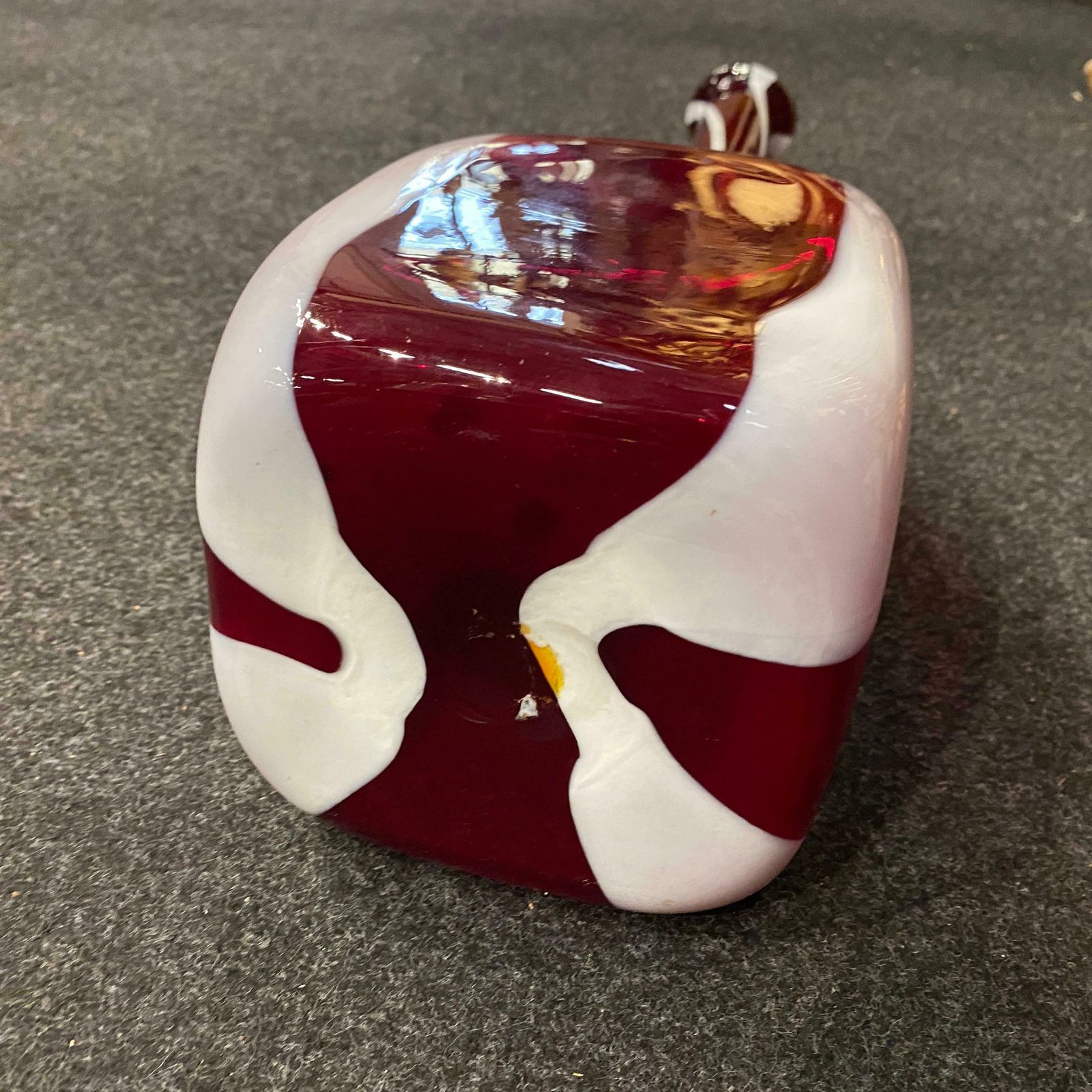 photo furniture 1980s Modernist Red And White Tall Murano Glass Bottle Vase By Carlo Moretti