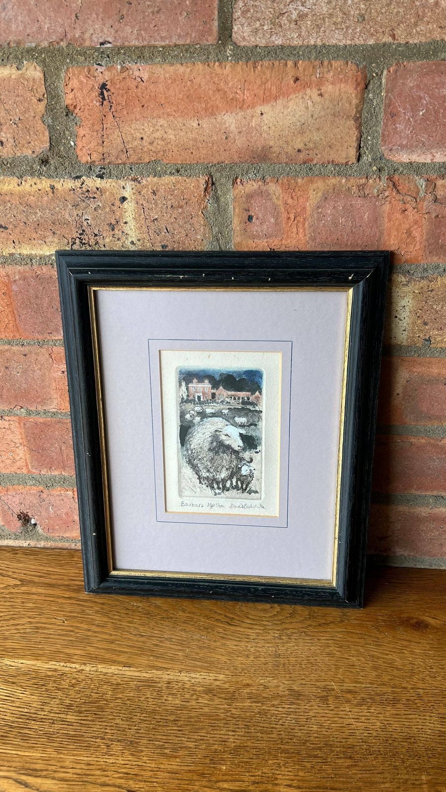 photo for sale Mid 1900’s Hand Pulled And Coloured Engraving Picture Depicting Sheep And Farmhouse