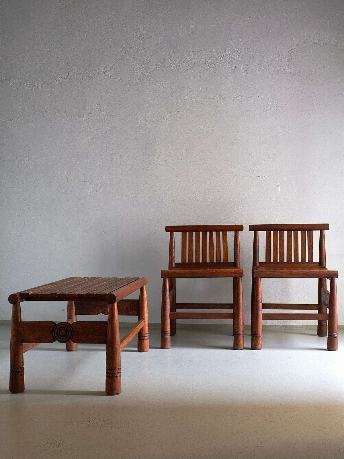 photo for sale Carved Oak Low Back Chair | France | 1960s