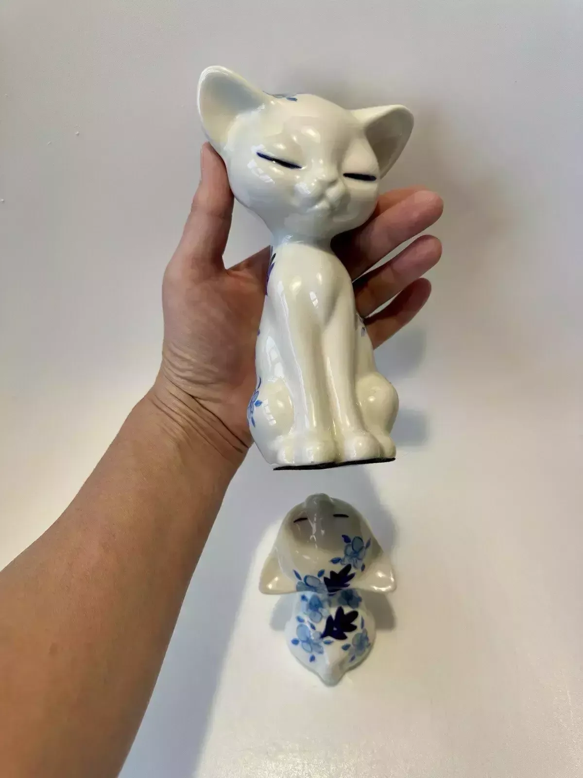 photo for sale Mid Century Mcnees Cat And Kitten Figurines Hand Painted By Sandra Palmer