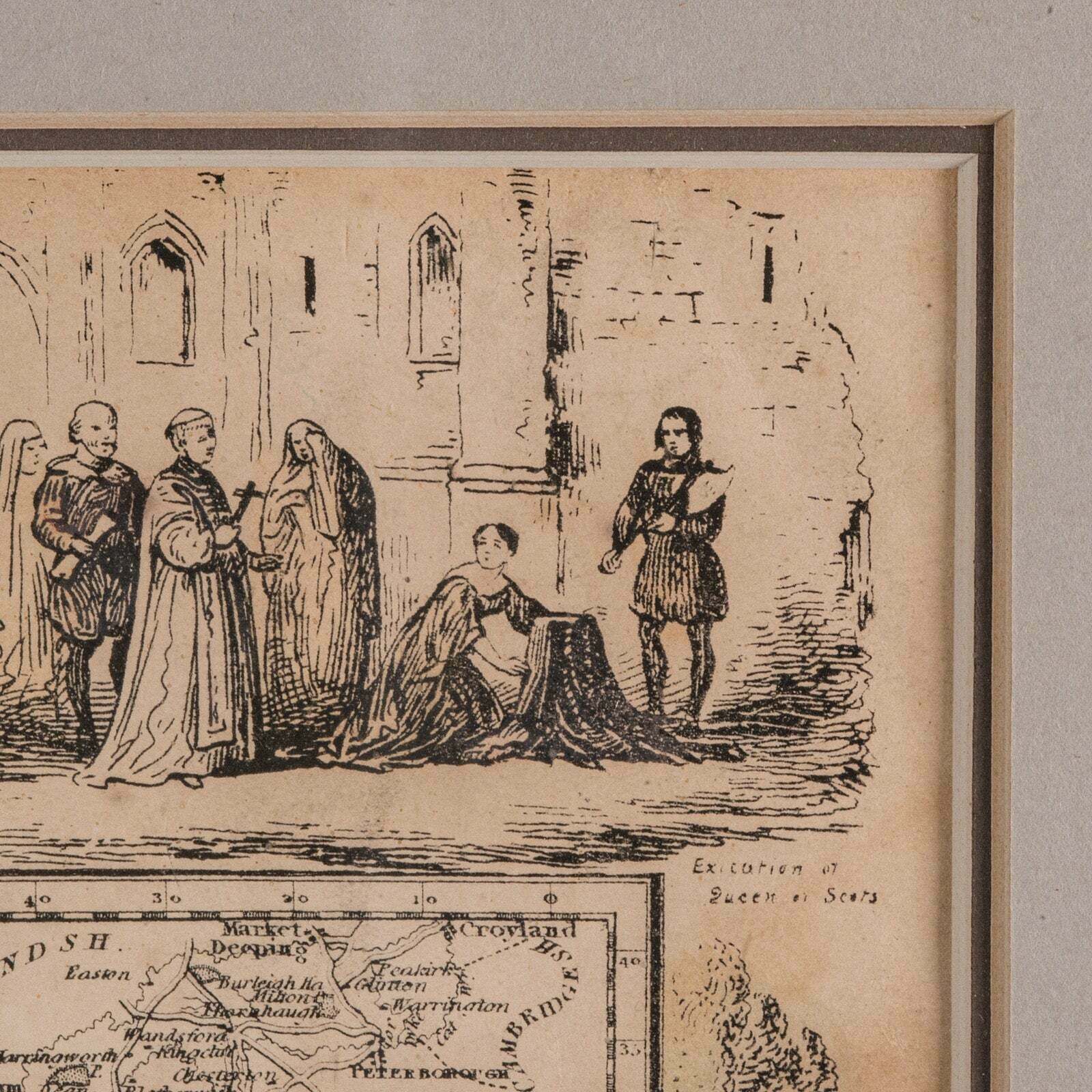 Small Antique County Map, Northamptonshire, English, Framed, Cartography, C.1850 photo vintage